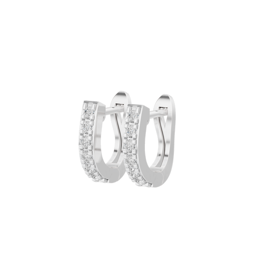 925 sterling silver lab diamond hoop earrings, front view with pave stones