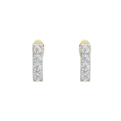 Curved hoop earrings with vertical lab diamond pave panels and gold vermeil edges