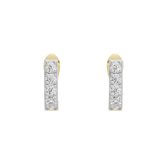 Curved hoop earrings with vertical lab diamond pave panels and gold vermeil edges