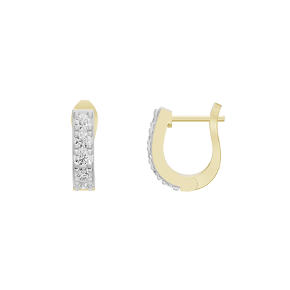 Curved hoop earrings with gold vermeil back and vertical lab diamond row