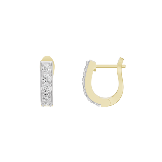Curved hoop earrings with gold vermeil back and vertical lab diamond row
