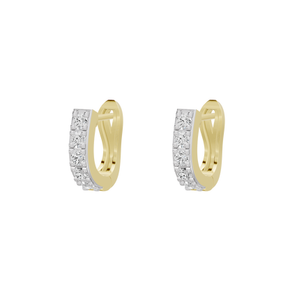 Curved hoop earrings in yellow gold vermeil with rectangular lab diamond sections