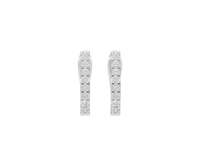 Sterling silver lab diamond hoop earrings, front view with pavé rows