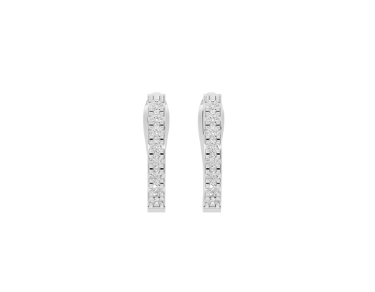 Sterling silver lab diamond hoop earrings, front view with pavé rows