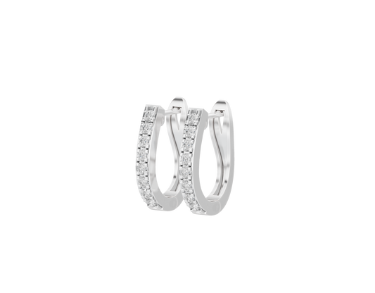 Sterling silver lab diamond edge-light hoop earrings with pavé detailing
