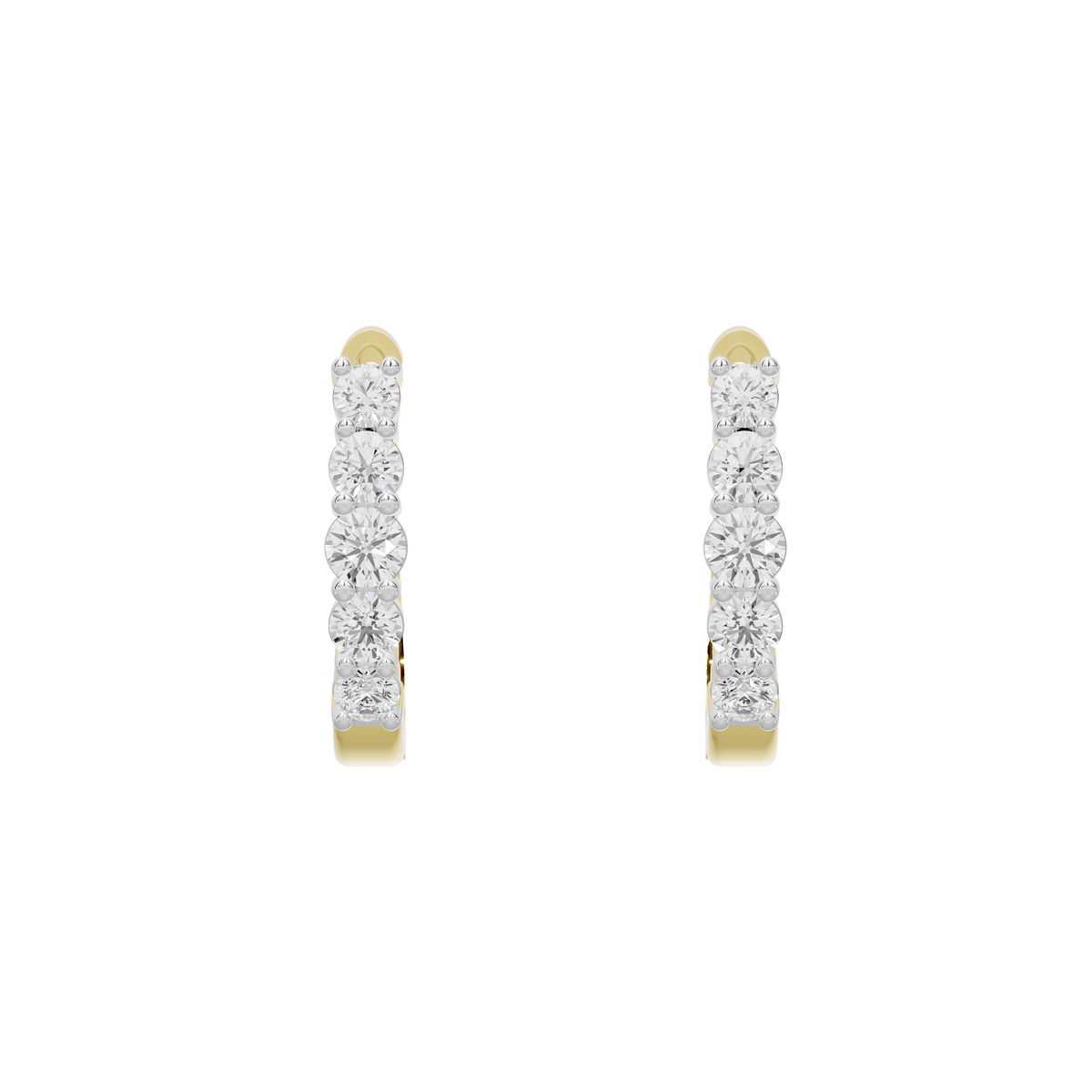 Lab diamond hoop earrings in yellow gold vermeil