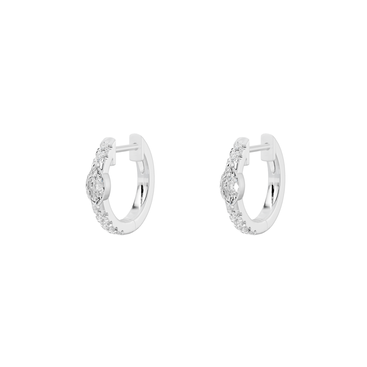 Amara hoop lab diamond earrings in sterling silver, shown as a pair