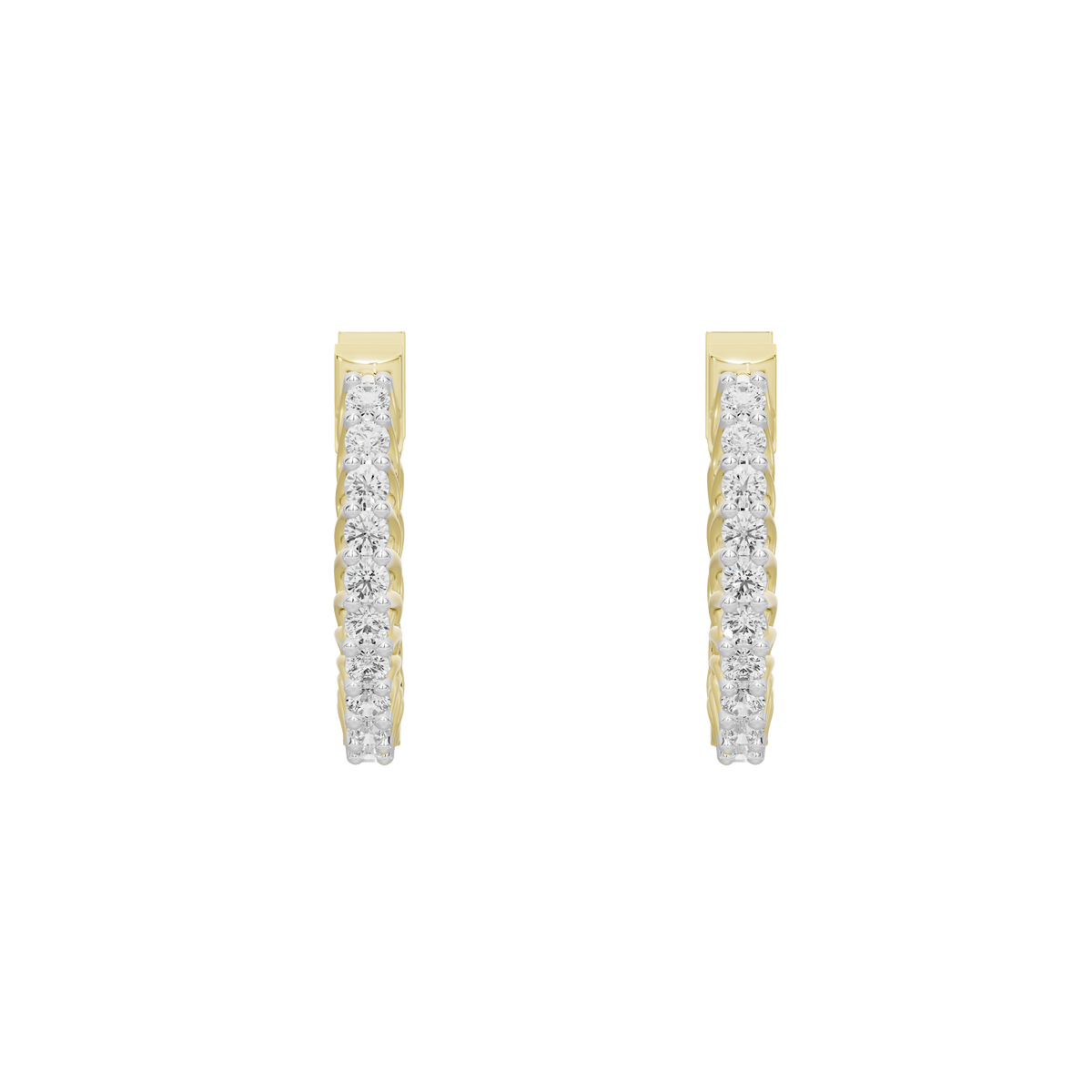 Pair of small yellow gold vermeil diamond lab-pave hoop earrings