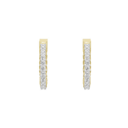 Pair of small yellow gold vermeil diamond lab-pave hoop earrings