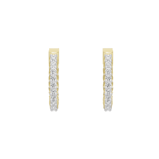 Pair of small yellow gold vermeil diamond lab-pave hoop earrings