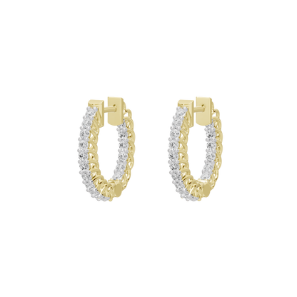 Two-tone diamond lab-pave hoop earrings in yellow gold vermeil