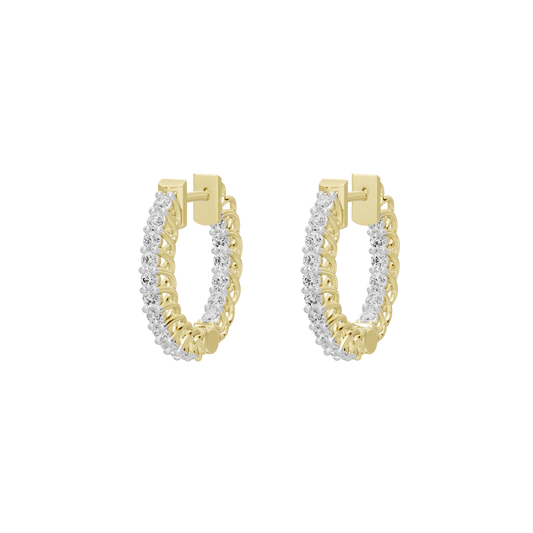 Two-tone diamond lab-pave hoop earrings in yellow gold vermeil