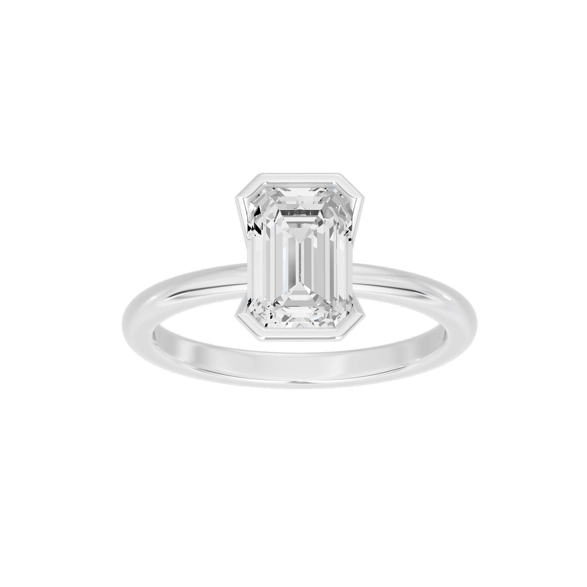 Fine Bezel Emerald Singula 2 Lab Grown Diamond Ring