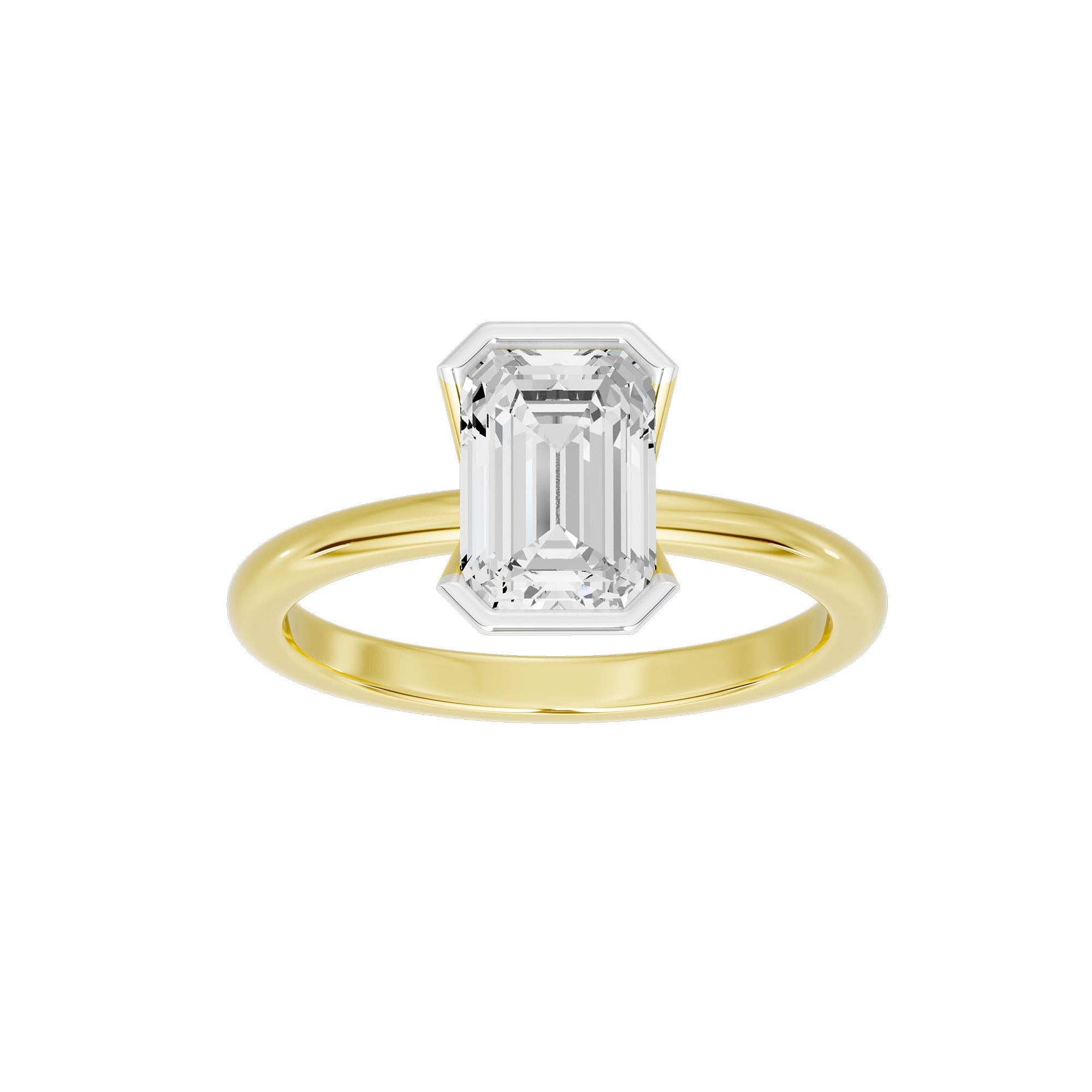Fine Bezel Emerald Singula 2 Lab Grown Diamond Ring