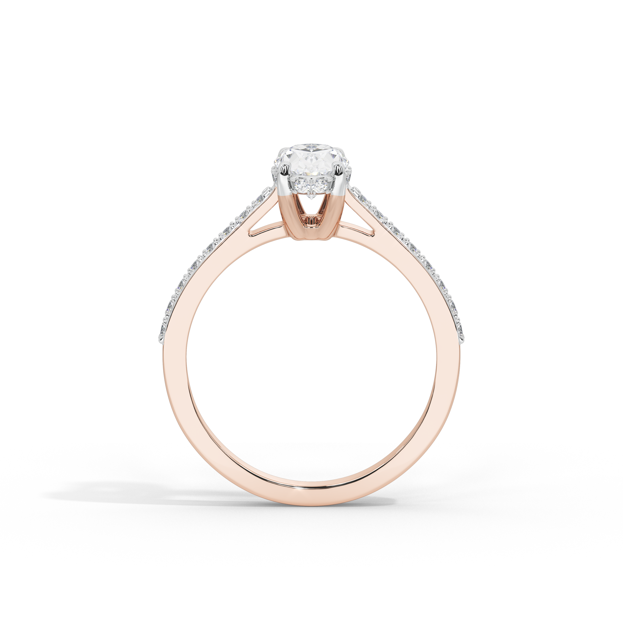 Oval Studded Singula 1.055 Carat Lab Grown Diamond Ring