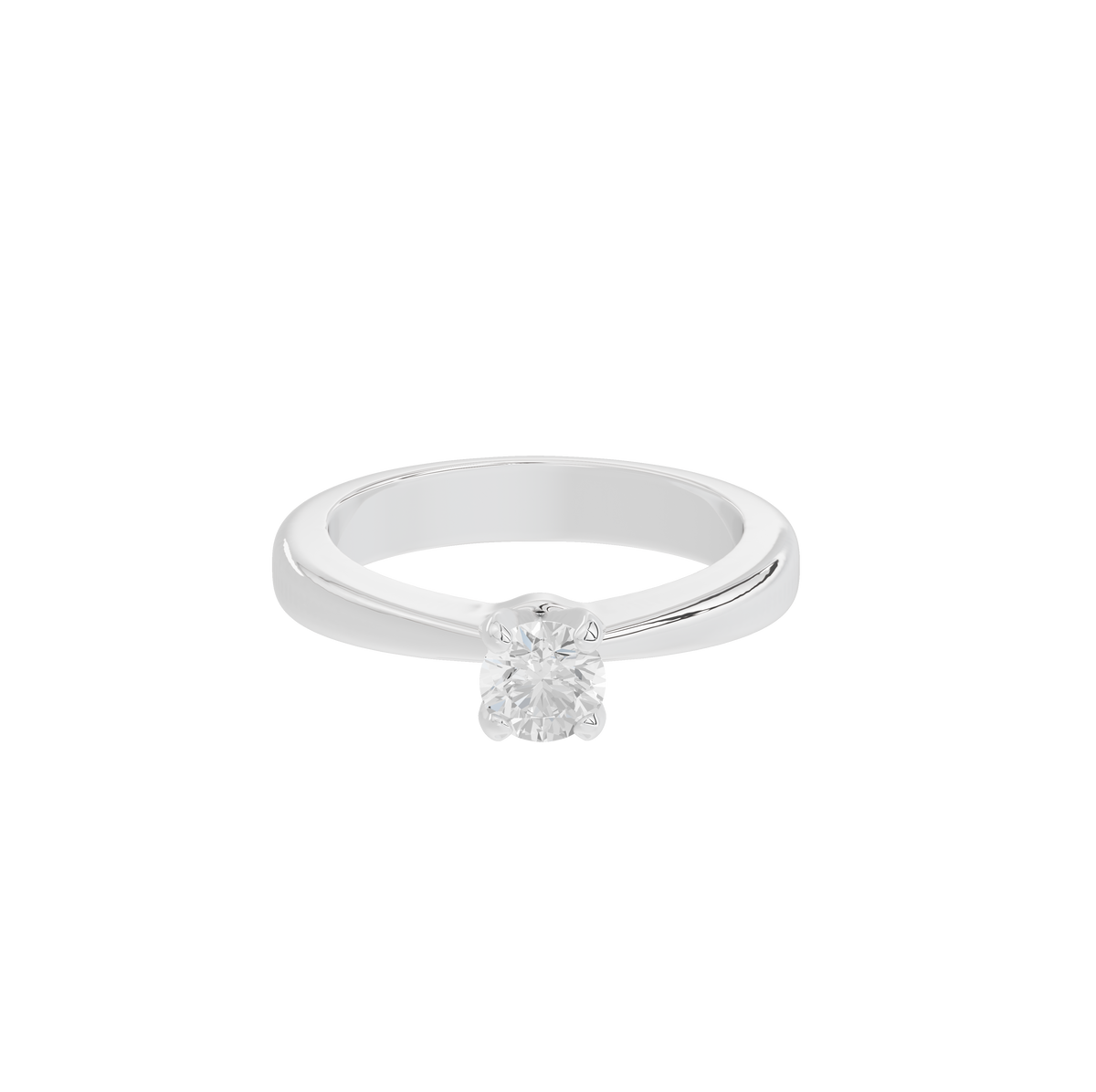 925 sterling silver lab diamond ring, round center stone on slim band