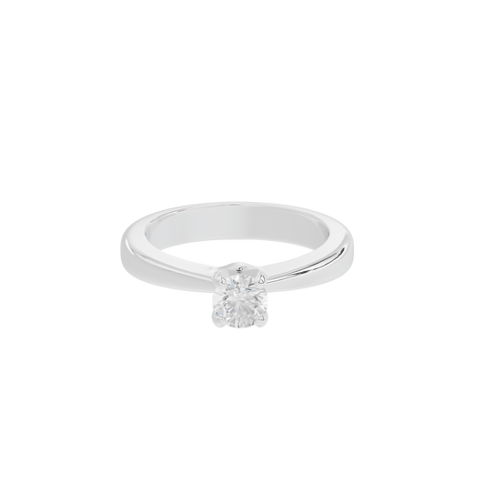925 sterling silver lab diamond ring, round center stone on slim band