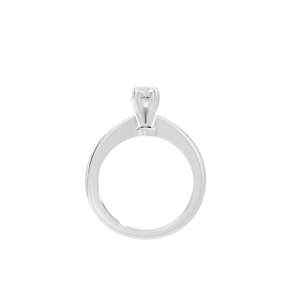 925 sterling silver lab diamond ring with round center stone, four-prong setting
