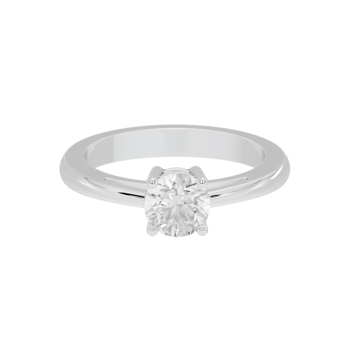 Sterling silver lab diamond ring with round center stone and slim polished band