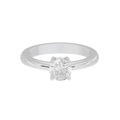 Sterling silver lab diamond ring with round center stone and slim polished band