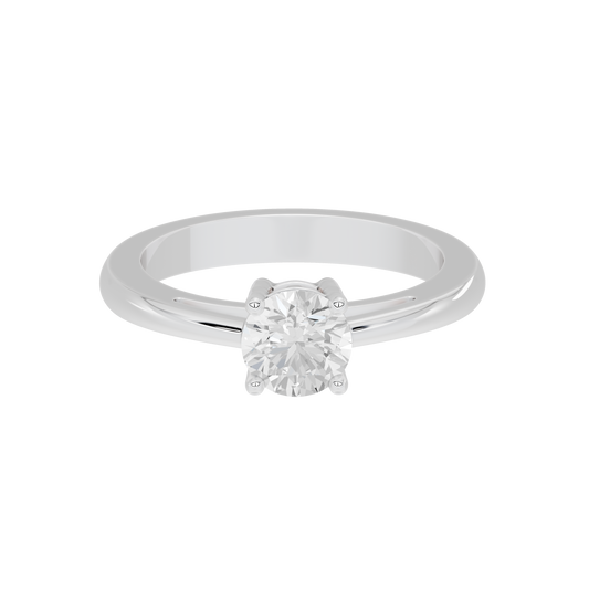 Sterling silver lab diamond ring with round center stone and slim polished band