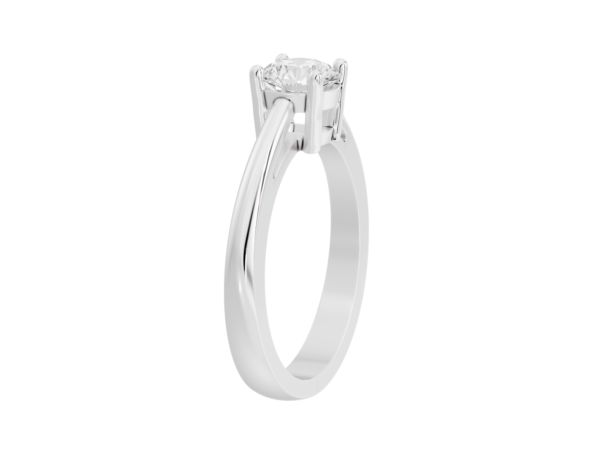 Sterling silver lab diamond ring with round stone in four-prong setting
