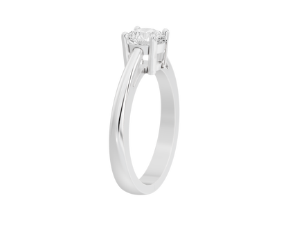 Sterling silver lab diamond ring with round stone in four-prong setting