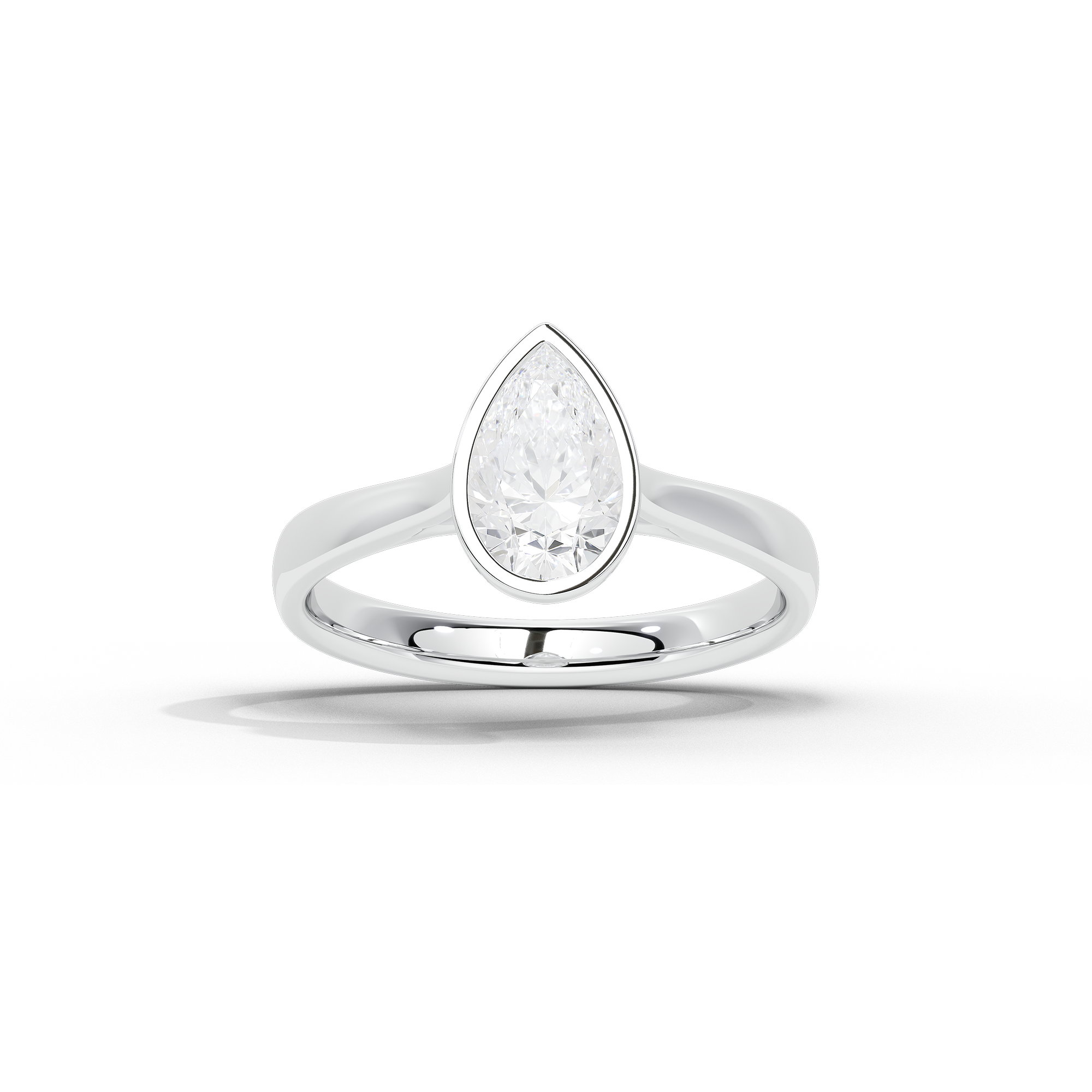 Solasta Pear Singula Bezel 1.107 Carat Lab Grown Diamond Ring