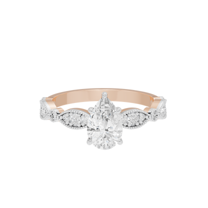 Rose gold vermeil lab diamond ring with pavé side stones and central cluster