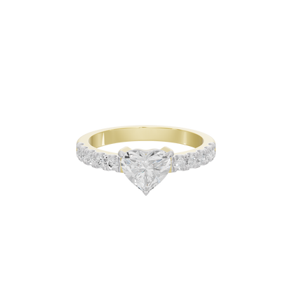 Love Letter lab diamond ring in yellow gold vermeil with heart-shaped center stone