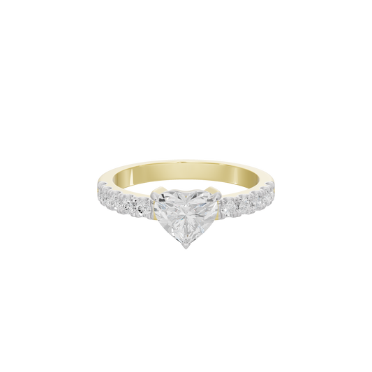 Love Letter lab diamond ring in yellow gold vermeil with heart-shaped center stone