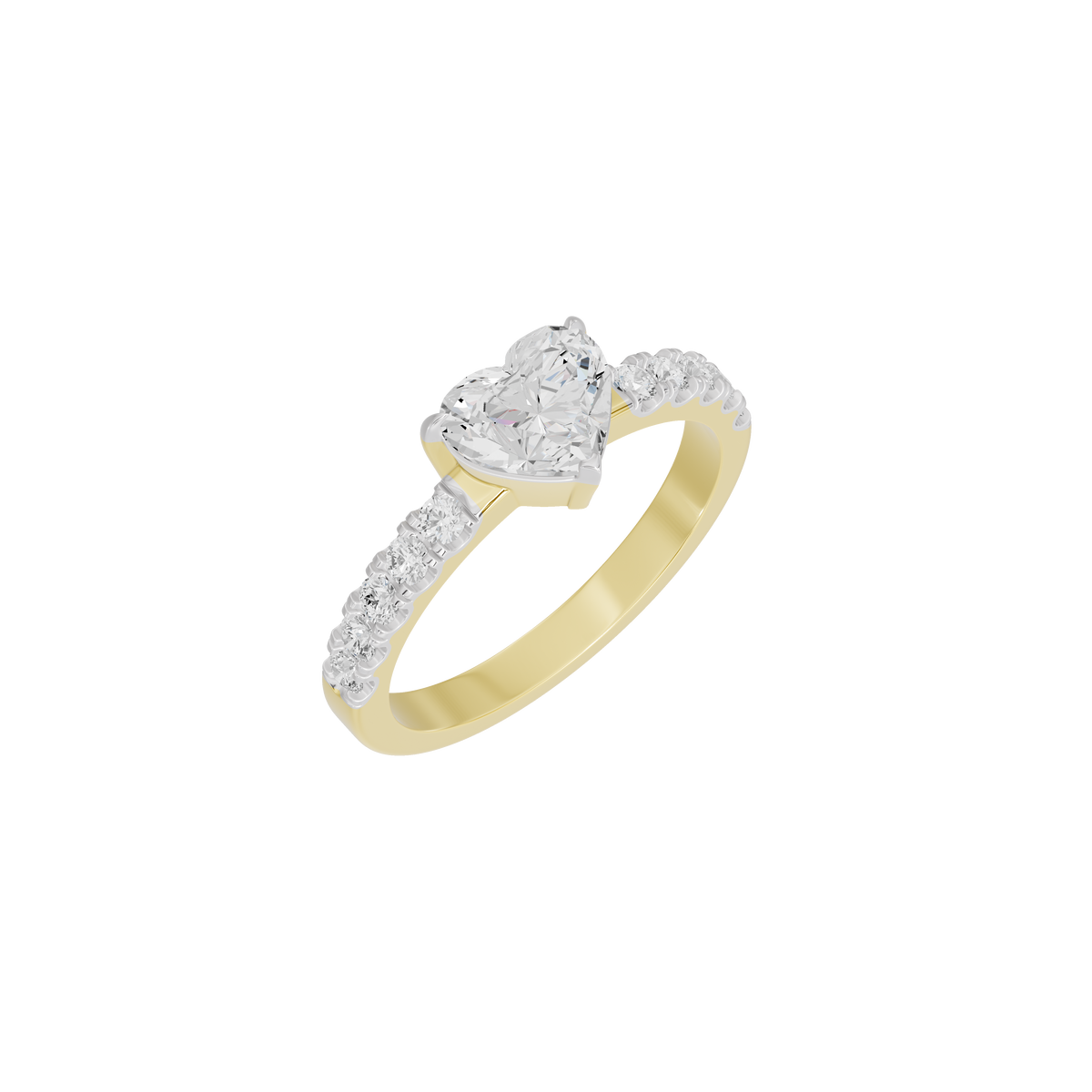 Yellow gold vermeil lab diamond ring with heart-shaped center stone