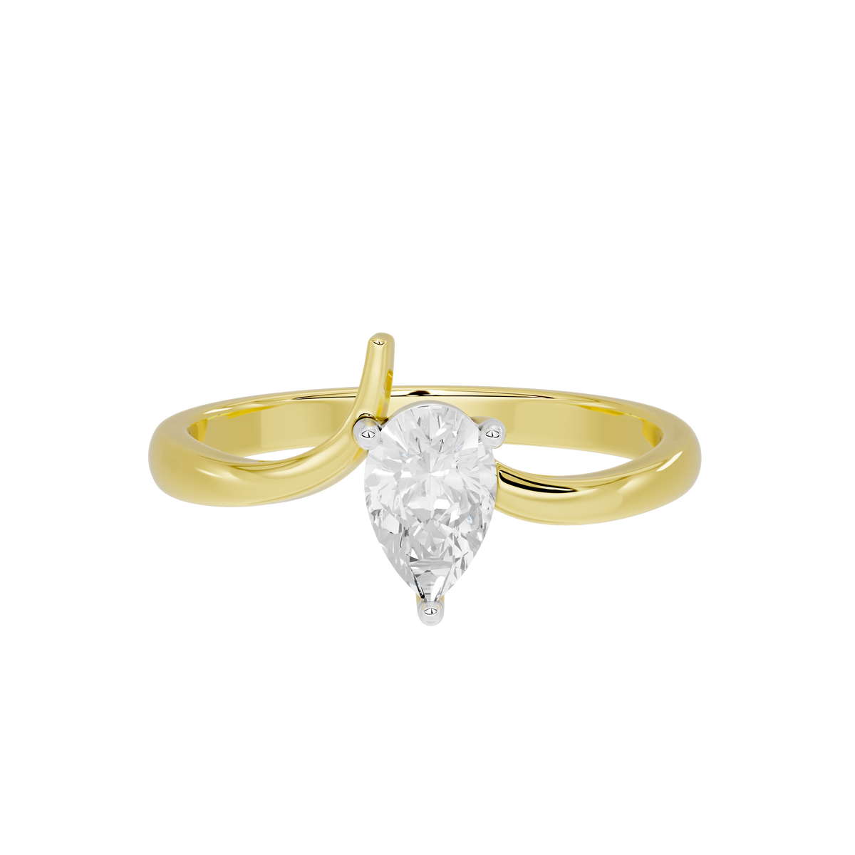 Yellow gold vermeil lab diamond pear-shaped ring with prominent center stone
