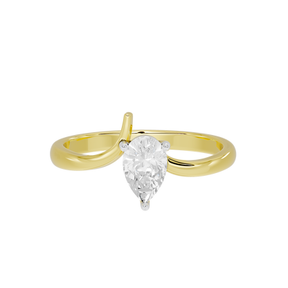 Yellow gold vermeil lab diamond pear-shaped ring with prominent center stone