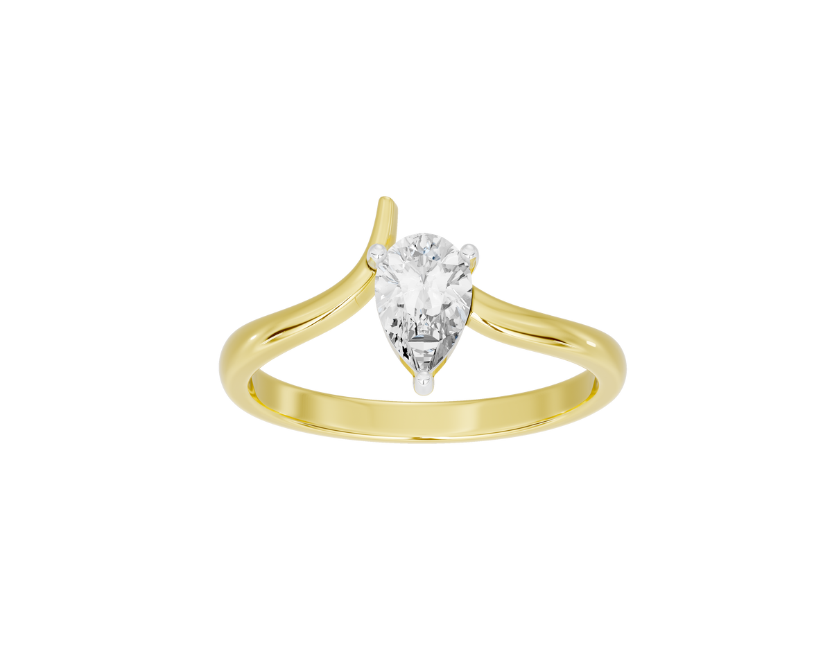 Yellow gold vermeil lab diamond pear-shaped ring with open split band
