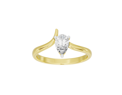 Yellow gold vermeil lab diamond pear-shaped ring with open split band