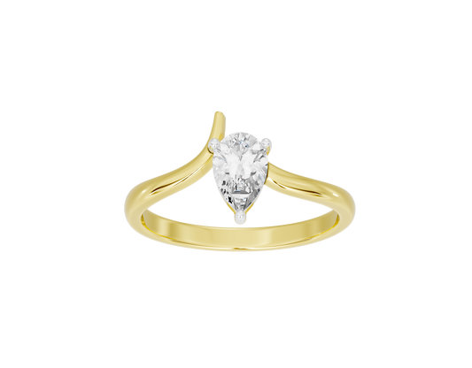 Yellow gold vermeil lab diamond pear-shaped ring with open split band