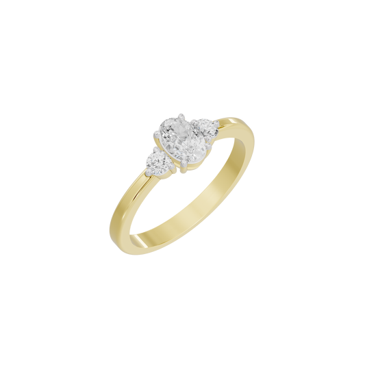 Yellow gold vermeil diamond ring angled view showing raised setting and side stones