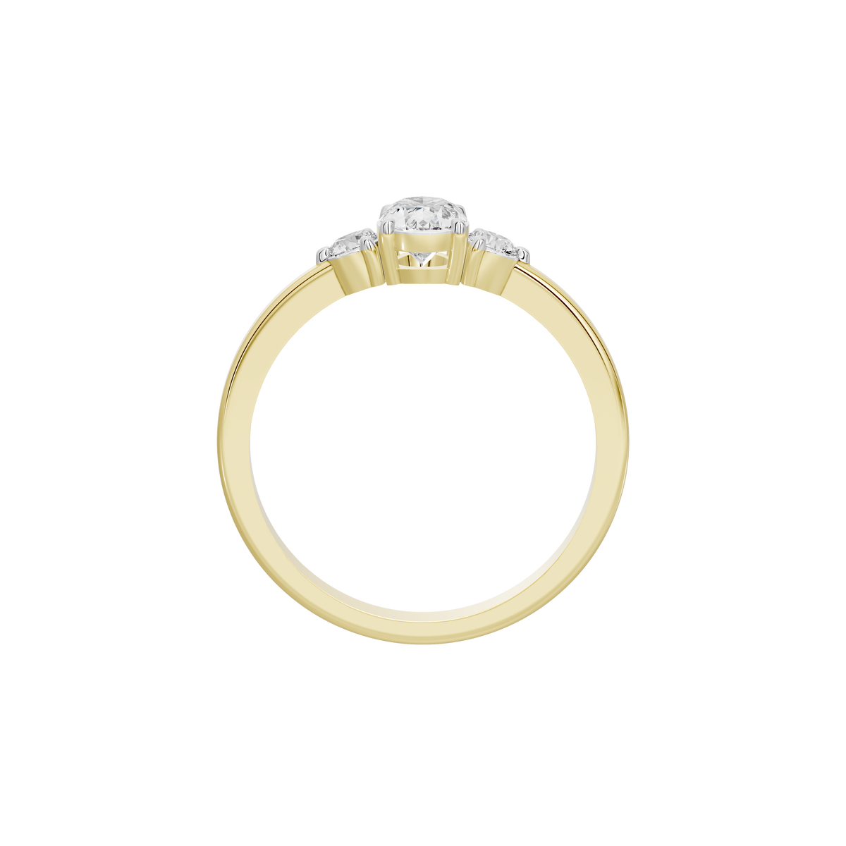 Yellow gold vermeil diamond ring top view with central stone and small side diamonds