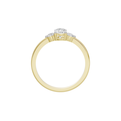 Yellow gold vermeil diamond ring top view with central stone and small side diamonds