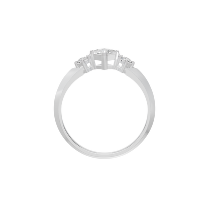 Sterling silver lab diamond ring with clustered square-cut stones, top view