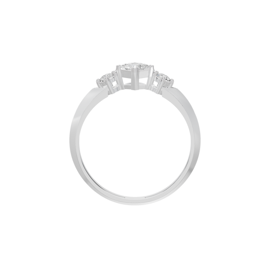 Sterling silver lab diamond ring with clustered square-cut stones, top view