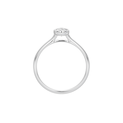 Sterling silver pear-shaped lab diamond ring, side profile
