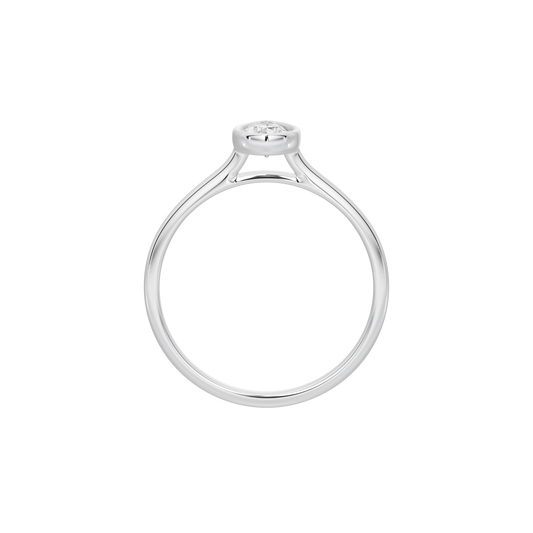 Sterling silver pear-shaped lab diamond ring, side profile