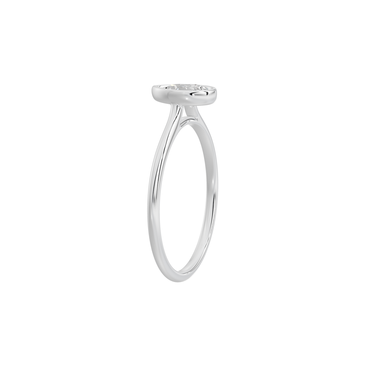 Sterling silver diamond ring with pear-shaped center stone