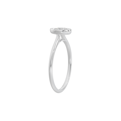 Sterling silver diamond ring with pear-shaped center stone