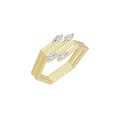 Yellow gold vermeil open-frame lab diamond ring with several round bezel-set stones