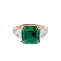 Emerald With Pear Diamond 0.893 Carat Lab Grown Diamond Ring