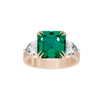 Emerald With Pear Diamond 0.893 Carat Lab Grown Diamond Ring