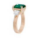 Emerald With Pear Diamond 0.893 Carat Lab Grown Diamond Ring